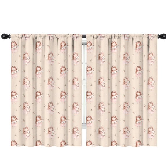 Blackout Kids Curtains,Princess with Unicorn Pattern Childrens Insulated Curtains Set Of 2,Bedroom Essentials,Toddler Room Decor 42"x63"