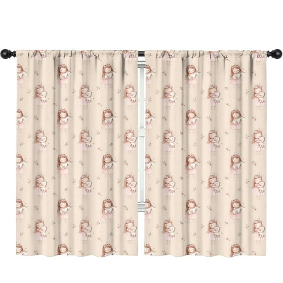 Blackout Kids Curtains,Princess with Unicorn Pattern Childrens Insulated Curtains Set Of 2,Bedroom Essentials,Toddler Room Decor 52"x84"