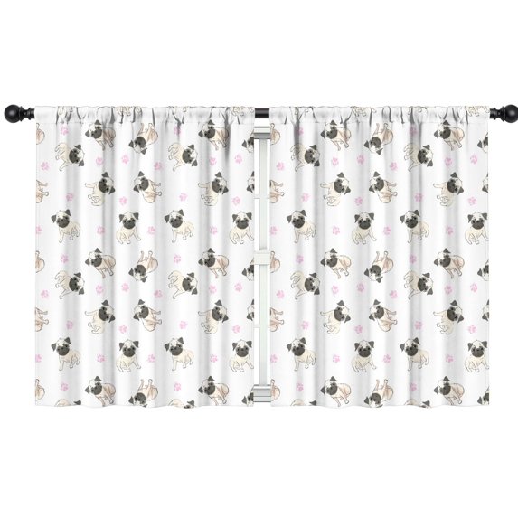 Blackout Kids Curtains,Pug and Footprints Childrens Insulated Curtains Set Of 2,Bedroom Essentials,Toddler Room Decor 42x54in(106x137cm)