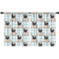 Blackout Kids Curtains,Pug with Crown Childrens Insulated Curtains Set Of 2,Bedroom Essentials,Toddler Room Decor 42x54in(106x137cm)