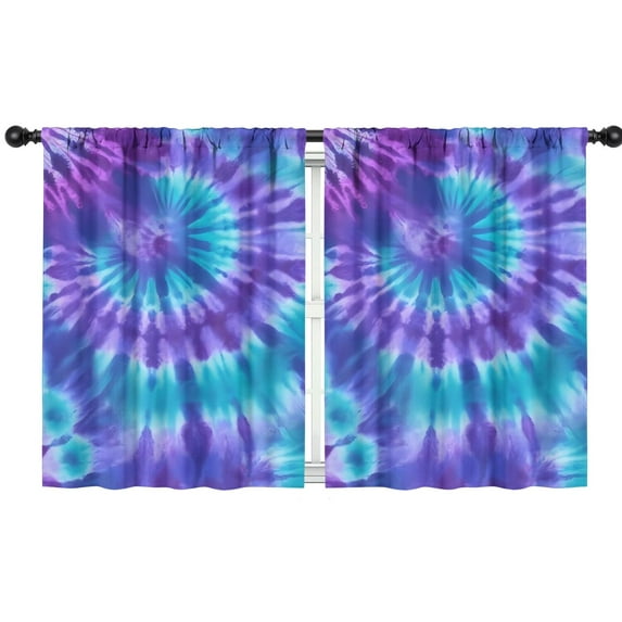 Blackout Kids Curtains,Purple Blue Tie Dye Spiral Pattern Childrens Insulated Curtains Set Of 2,Bedroom Essentials,Toddler Room Decor 42"x54"