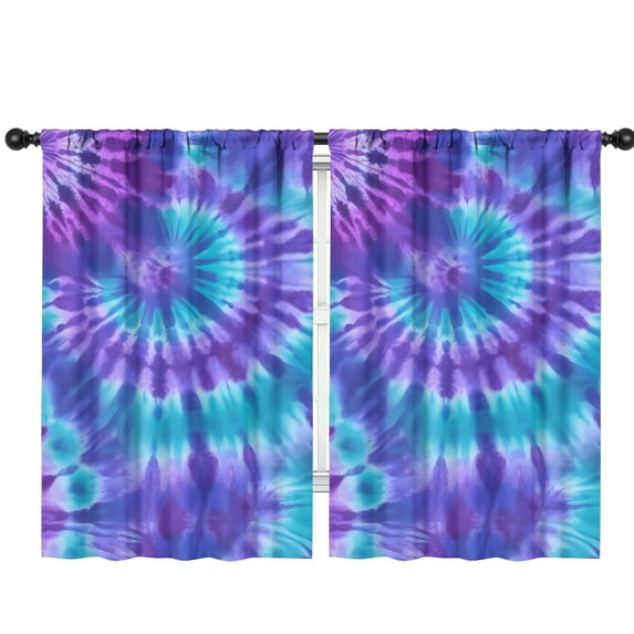 Blackout Kids Curtains,Purple Blue Tie Dye Spiral Pattern Childrens Insulated Curtains Set Of 2,Bedroom Essentials,Toddler Room Decor 42"x63"
