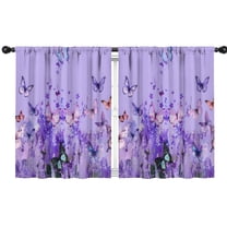Blackout Kids Curtains,Purple Butterfly Flower Pattern Childrens Insulated Curtains Set Of 2,Bedroom Essentials,Toddler Room Decor 42"x54"