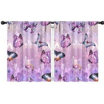 Blackout Kids Curtains,Purple Butterfly Pattern Childrens Insulated Curtains Set Of 2,Bedroom Essentials,Toddler Room Decor 42"x54"