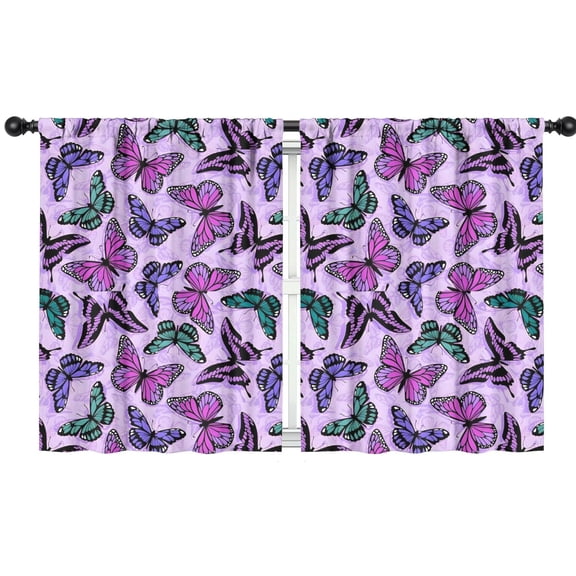 Blackout Kids Curtains,Purple Butterfly Pattern Childrens Insulated Curtains Set Of 2,Bedroom Essentials,Toddler Room Decor 42"x54"