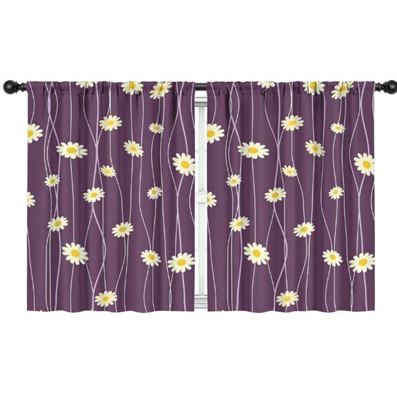 Blackout Kids Curtains,Purple Daisy Flower Wavy Lines Pattern Childrens Insulated Curtains Set Of 2,Bedroom Essentials,Toddler Room Decor 42"x54"
