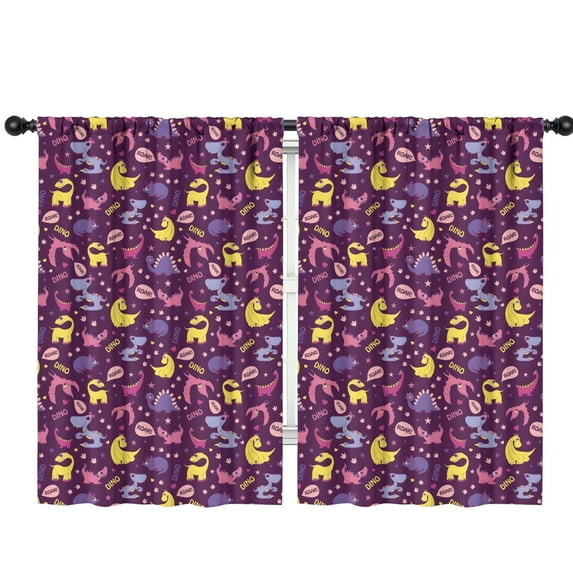 Blackout Kids Curtains,Purple Dinosaurs Dino Roar Pattern Childrens Insulated Curtains Set Of 2,Bedroom Essentials,Toddler Room Decor 42"x63"