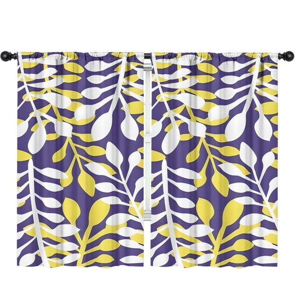 Blackout Kids Curtains,Purple Leaf Pattern Childrens Insulated Curtains Set Of 2,Bedroom Essentials,Toddler Room Decor 52x84in(132x213cm)