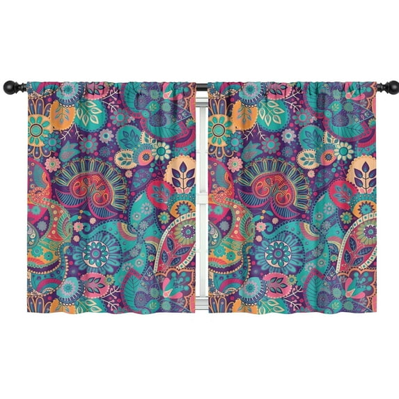 Blackout Kids Curtains,Purple Pioneer Flower and Paisley Pattern Childrens Insulated Curtains Set Of 2,Bedroom Essentials,Toddler Room Decor 42x54in(106x137cm)