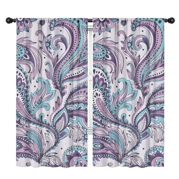 Blackout Kids Curtains,Purple and Teal Paisley and Floral Pattern Childrens Insulated Curtains Set Of 2,Bedroom Essentials,Toddler Room Decor 42x84in(106x213cm)