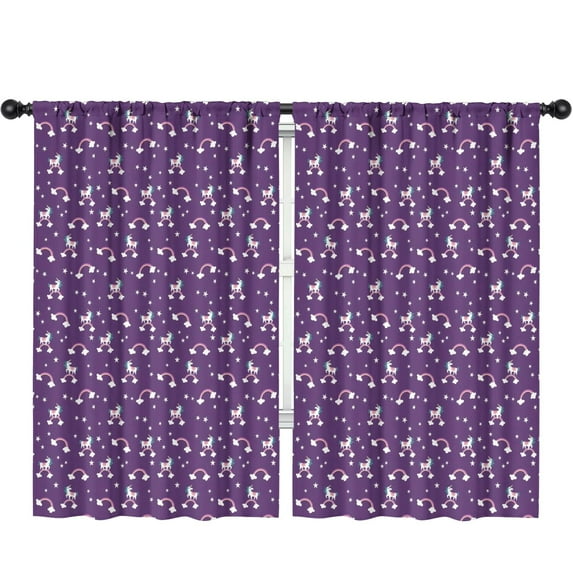 Blackout Kids Curtains,Purple Unicorn Rainbow Star Pattern Childrens Insulated Curtains Set Of 2,Bedroom Essentials,Toddler Room Decor 52"x84"