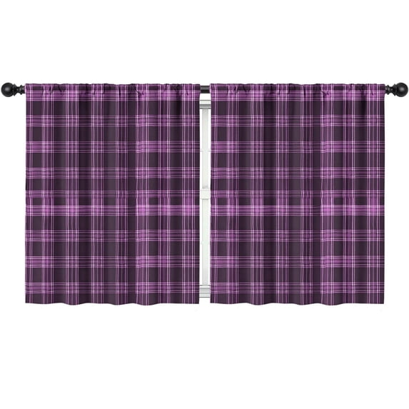 Blackout Kids Curtains,Purple and Black Checkered Pattern Children's Insulated Curtains Set Of 2,Bedroom Essentials,Toddler Room Decor 52"x63"