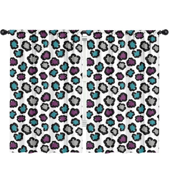 Blackout Kids Curtains,Purple and White Leopard Print Children's Insulated Curtains Set Of 2,Bedroom Essentials,Toddler Room Decor 52"x84"