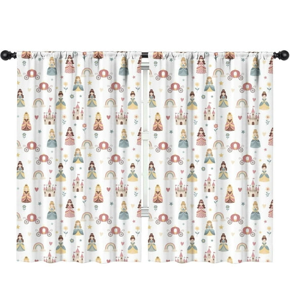 Blackout Kids Curtains,Rainbow Princess Carriage Pattern Childrens Insulated Curtains Set Of 2,Bedroom Essentials,Toddler Room Decor 52"x84"
