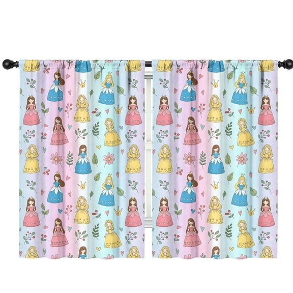 Blackout Kids Curtains,Rainbow Princess Flower Pattern Childrens Insulated Curtains Set Of 2,Bedroom Essentials,Toddler Room Decor 42"x63"