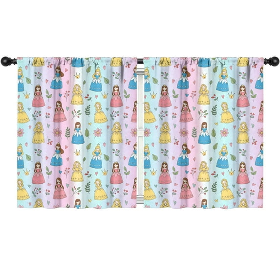 Blackout Kids Curtains,Rainbow Princess Flower Pattern Childrens Insulated Curtains Set Of 2,Bedroom Essentials,Toddler Room Decor 52"x63"
