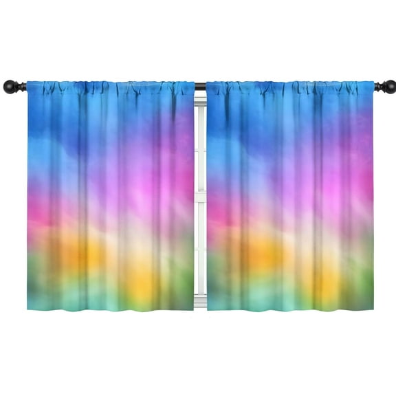 Blackout Kids Curtains,Rainbow Tie Dye Cloud Pattern Childrens Insulated Curtains Set Of 2,Bedroom Essentials,Toddler Room Decor 42"x54"