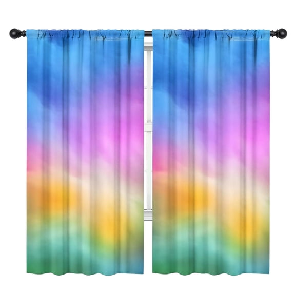Blackout Kids Curtains,Rainbow Tie Dye Cloud Pattern Childrens Insulated Curtains Set Of 2,Bedroom Essentials,Toddler Room Decor 42"x84"