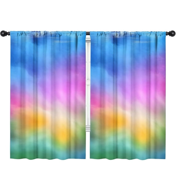 Blackout Kids Curtains,Rainbow Tie Dye Cloud Pattern Childrens Insulated Curtains Set Of 2,Bedroom Essentials,Toddler Room Decor 52"x84"