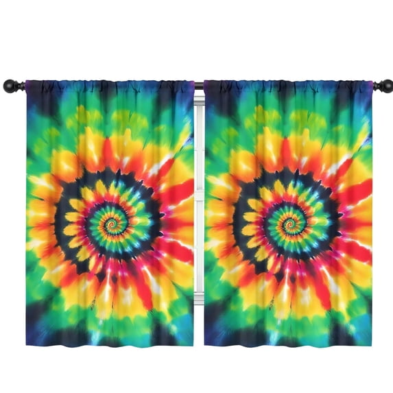 Blackout Kids Curtains,Rainbow Tie Dye Mandala Pattern Childrens Insulated Curtains Set Of 2,Bedroom Essentials,Toddler Room Decor 42"x63"