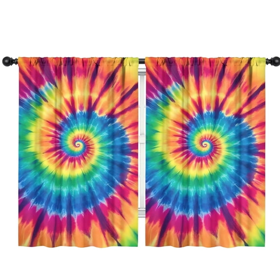 Blackout Kids Curtains,Rainbow Tie Dye Mandala Pattern Childrens Insulated Curtains Set Of 2,Bedroom Essentials,Toddler Room Decor 42"x63"