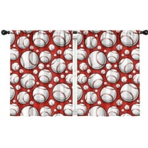 Blackout Kids Curtains,Red Baseballs Pattern Childrens Insulated Curtains Set Of 2,Bedroom Essentials,Toddler Room Decor 42"x54"