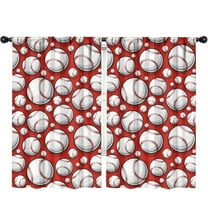 Blackout Kids Curtains,Red Baseballs Pattern Childrens Insulated Curtains Set Of 2,Bedroom Essentials,Toddler Room Decor 52"x84"