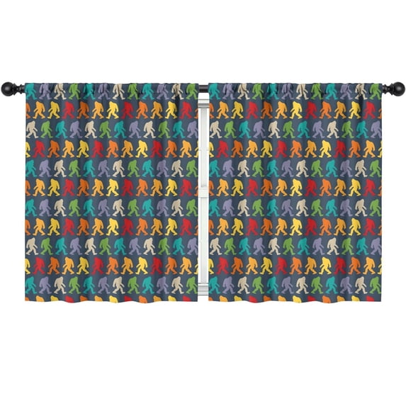 Blackout Kids Curtains,Red Bigfoot Pattern Childrens Insulated Curtains Set Of 2,Bedroom Essentials,Toddler Room Decor 52x63in(132x160cm)