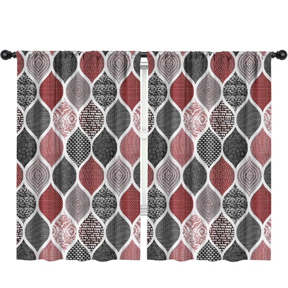 Blackout Kids Curtains,Red and Black Ethnic Geometric Pattern Childrens Insulated Curtains Set Of 2,Bedroom Essentials,Toddler Room Decor 52x84in(132x213cm)