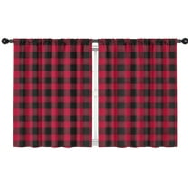 Blackout Kids Curtains,Red Black Plaid Checkered Pattern Childrens Insulated Curtains Set Of 2,Bedroom Essentials,Toddler Room Decor 42"x54"