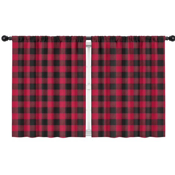 Blackout Kids Curtains,Red Black Plaid Checkered Pattern Childrens Insulated Curtains Set Of 2,Bedroom Essentials,Toddler Room Decor 42"x54"