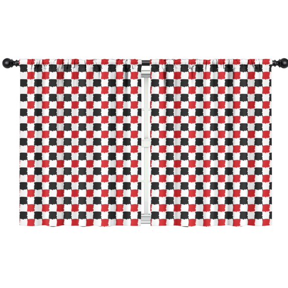 Blackout Kids Curtains,Red Black White Checkered Pattern Childrens Insulated Curtains Set Of 2,Bedroom Essentials,Toddler Room Decor 42"x54"