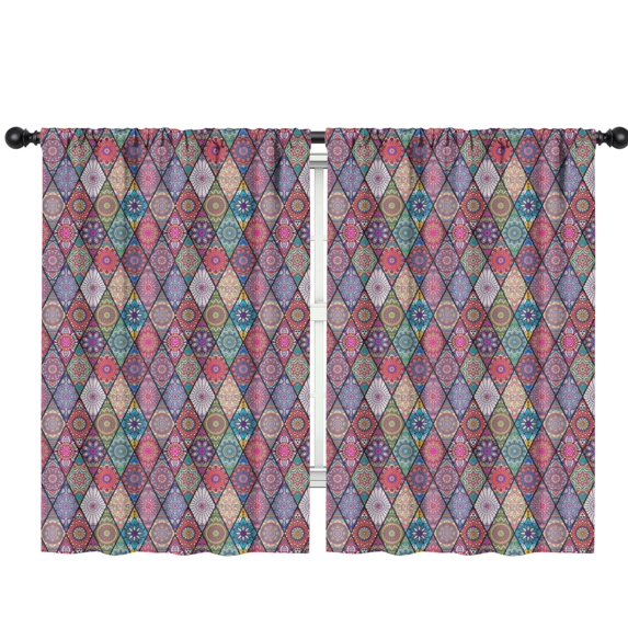 Blackout Kids Curtains,Red Boho Ethnic Geometric Pattern Childrens Insulated Curtains Set Of 2,Bedroom Essentials,Toddler Room Decor 42x63in(106x160cm)