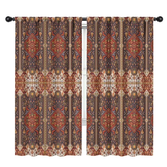 Blackout Kids Curtains,Red Boho Ethnic Geometric Pattern Childrens Insulated Curtains Set Of 2,Bedroom Essentials,Toddler Room Decor 42x84in(106x213cm)