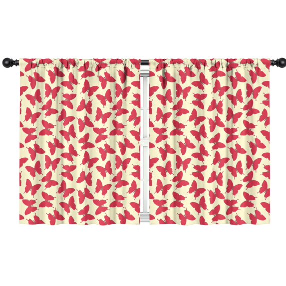 Blackout Kids Curtains,Red Butterfly Red Silhouette Pattern Childrens Insulated Curtains Set Of 2,Bedroom Essentials,Toddler Room Decor 42"x54"