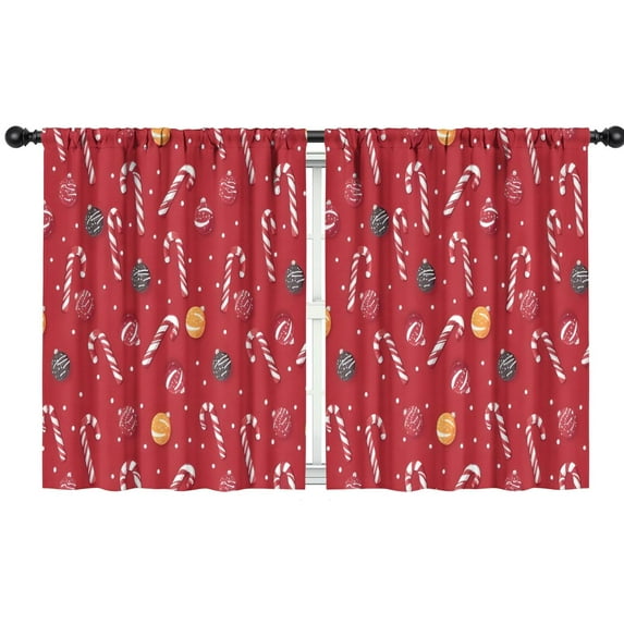 Blackout Kids Curtains,Red Christmas Candy Cane Pattern Childrens Insulated Curtains Set Of 2,Bedroom Essentials,Toddler Room Decor 42"x54"
