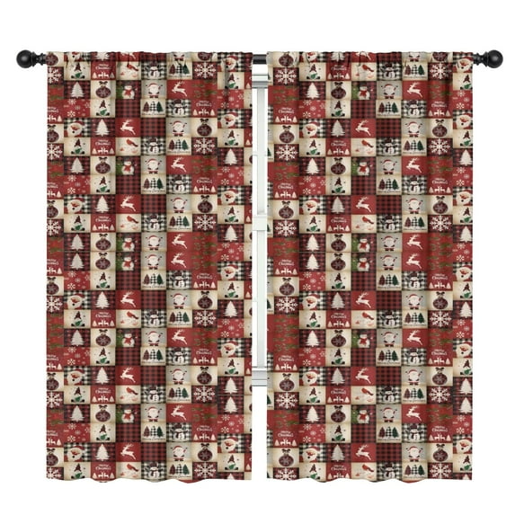 Blackout Kids Curtains,Red Christmas Collage Pattern Childrens Insulated Curtains Set Of 2,Bedroom Essentials,Toddler Room Decor 42"x84"