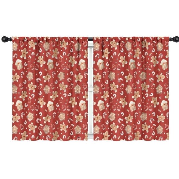 Blackout Kids Curtains,Red Christmas Gingerbread and Mitten Pattern Childrens Insulated Curtains Set Of 2,Bedroom Essentials,Toddler Room Decor 42"x54"