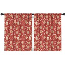 Blackout Kids Curtains,Red Christmas Gingerbread and Mitten Pattern Childrens Insulated Curtains Set Of 2,Bedroom Essentials,Toddler Room Decor 42"x54"