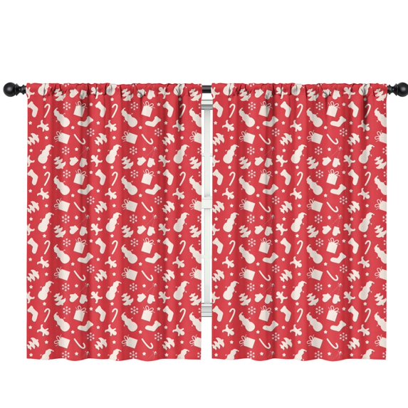 Blackout Kids Curtains,Red Christmas Pattern Childrens Insulated Curtains Set Of 2,Bedroom Essentials,Toddler Room Decor 42"x63"