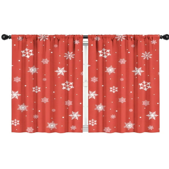 Blackout Kids Curtains,Red Christmas Snowflake Pattern Childrens Insulated Curtains Set Of 2,Bedroom Essentials,Toddler Room Decor 42"x54"