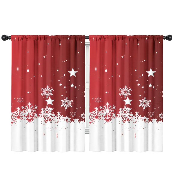 Blackout Kids Curtains,Red Christmas Snowflake Pattern Childrens Insulated Curtains Set Of 2,Bedroom Essentials,Toddler Room Decor 42"x63"
