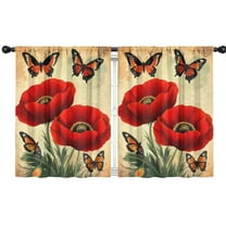 Blackout Kids Curtains,Red Flower Butterflies Childrens Insulated Curtains Set Of 2,Bedroom Essentials,Toddler Room Decor 42x54in(106x137cm)