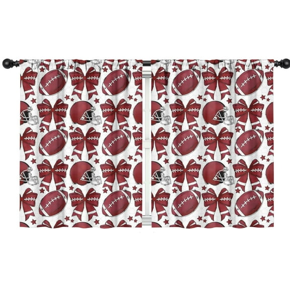 Blackout Kids Curtains,Red Football Helmets with Bows Pattern Childrens Insulated Curtains Set Of 2,Bedroom Essentials,Toddler Room Decor 42"x54"