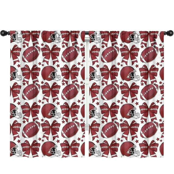 Blackout Kids Curtains,Red Football Helmets with Bows Pattern Childrens Insulated Curtains Set Of 2,Bedroom Essentials,Toddler Room Decor 52"x84"