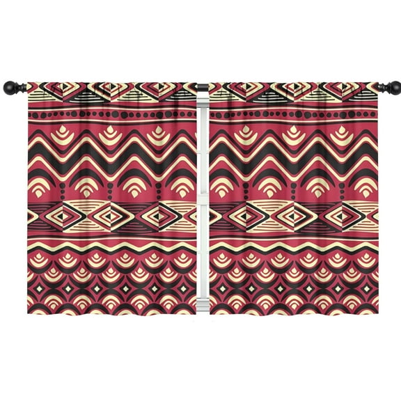 Blackout Kids Curtains,Red Geometric Striped Pattern Childrens Insulated Curtains Set Of 2,Bedroom Essentials,Toddler Room Decor 42x54in(106x137cm)