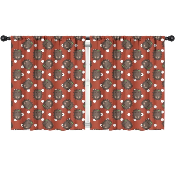 Blackout Kids Curtains,Red Hedgehog Pattern Childrens Insulated Curtains Set Of 2,Bedroom Essentials,Toddler Room Decor 52"x63"(132x160cm)