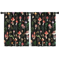 Blackout Kids Curtains,Red Mushroom Leaf Black Pattern Childrens Insulated Curtains Set Of 2,Bedroom Essentials,Toddler Room Decor 42"x54"