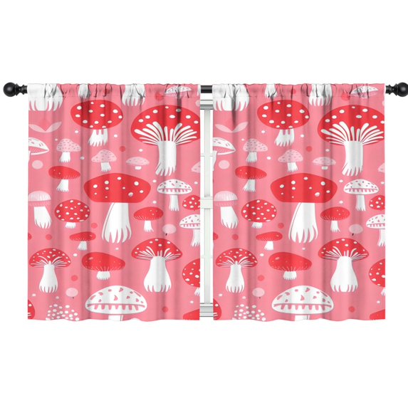 Blackout Kids Curtains,Red Mushroom Pattern Pink Pattern Childrens Insulated Curtains Set Of 2,Bedroom Essentials,Toddler Room Decor 42"x54"