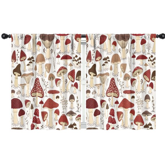Blackout Kids Curtains,Red Mushroom Plant White Pattern Childrens Insulated Curtains Set Of 2,Bedroom Essentials,Toddler Room Decor 42"x54"